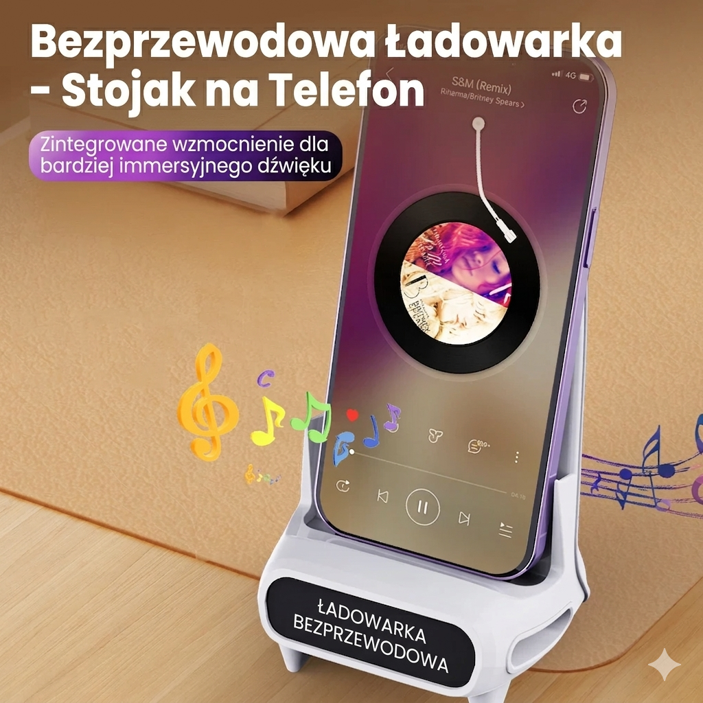Ładowarka Mini Chair 3-w-1: Szybkie Ładowanie 15W, Głośnik i Design