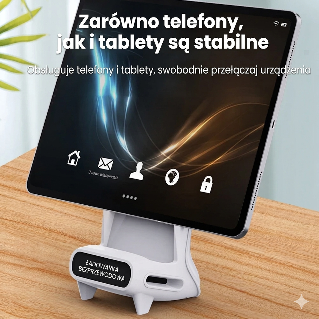 Ładowarka Mini Chair 3-w-1: Szybkie Ładowanie 15W, Głośnik i Design