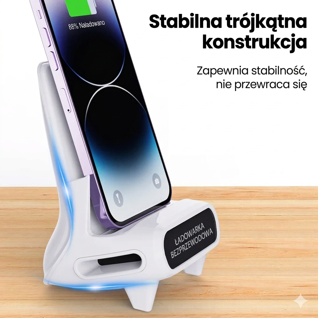 Ładowarka Mini Chair 3-w-1: Szybkie Ładowanie 15W, Głośnik i Design